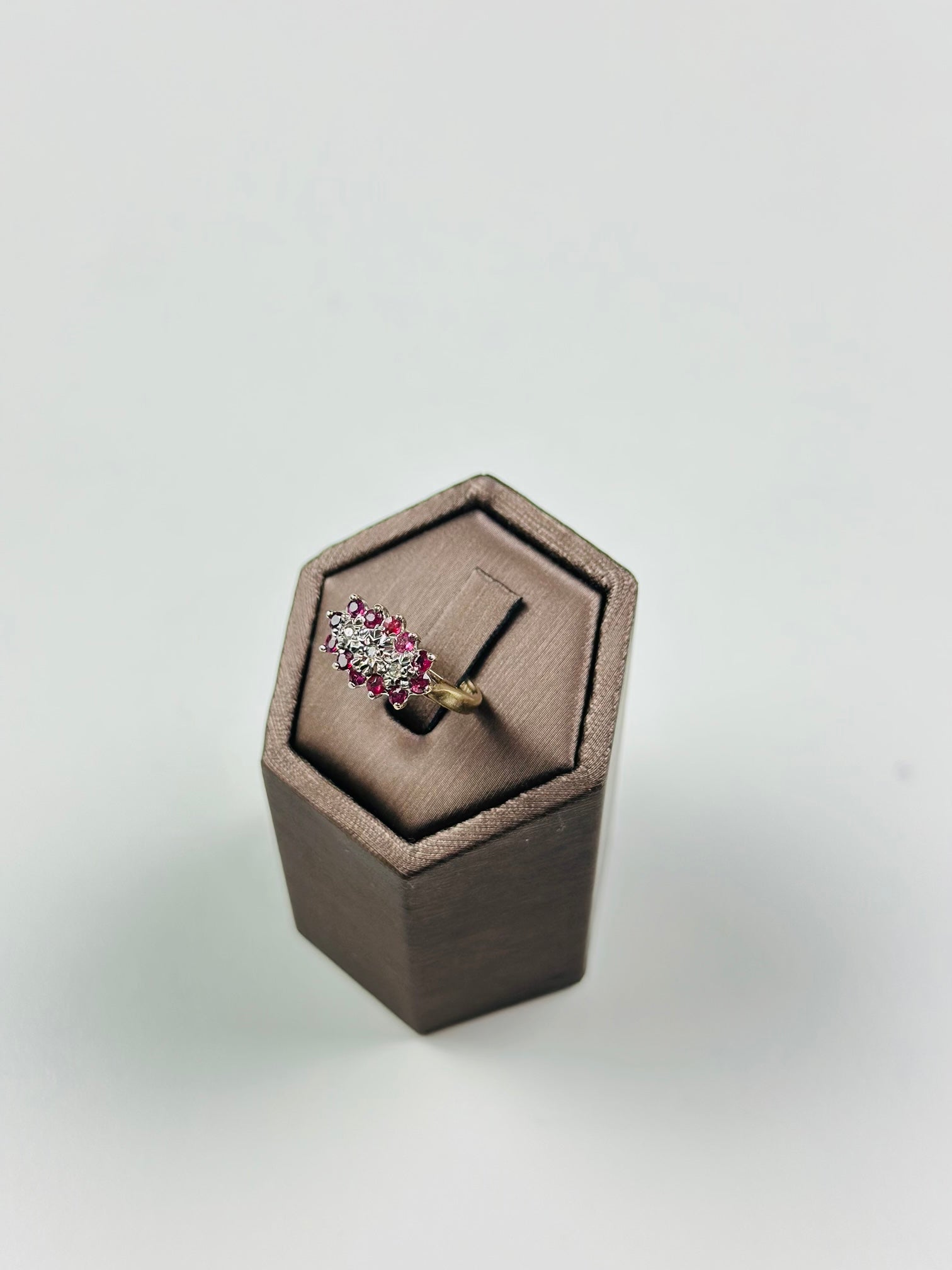 ruby and diamond ring  9ct Yellow Gold , Vintage And Hallmarked