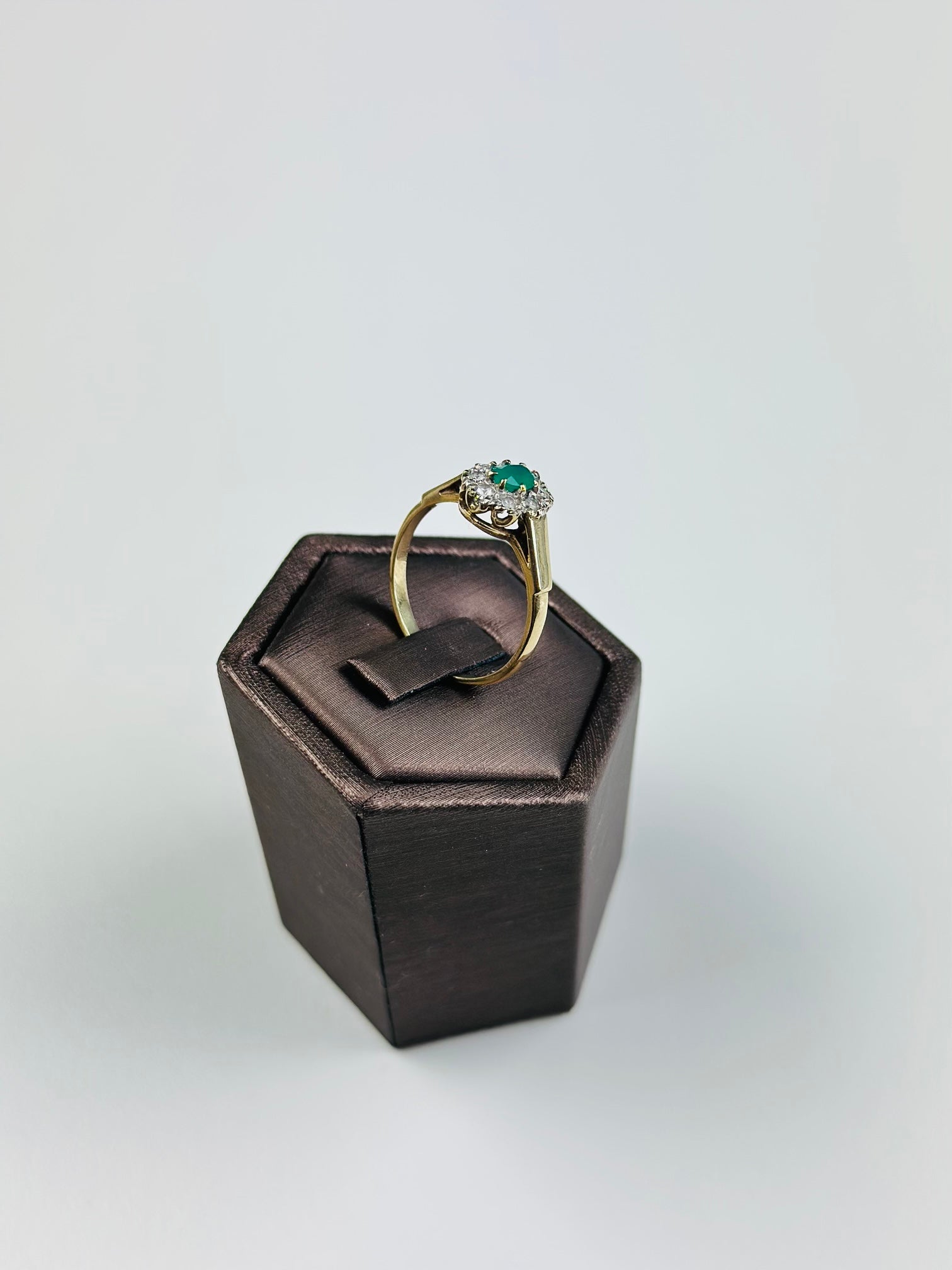 9ct yellow gold emerald ring used with Moisanite And Hallmarked