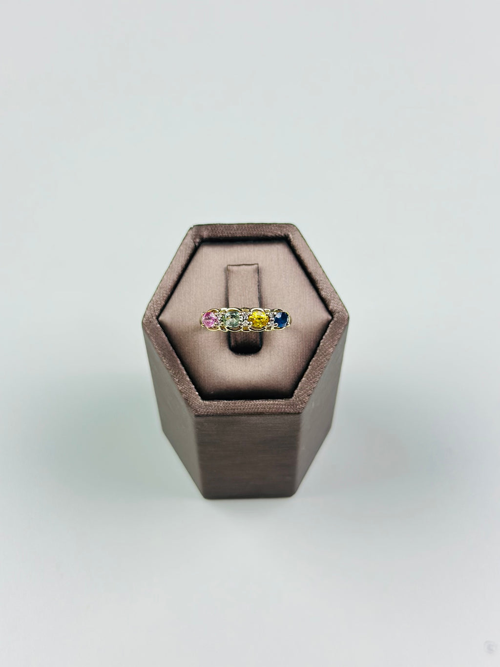 Sapphires And Diamond Ring 9ct Gold , Multi Color Sapphire Ring,hallmarked