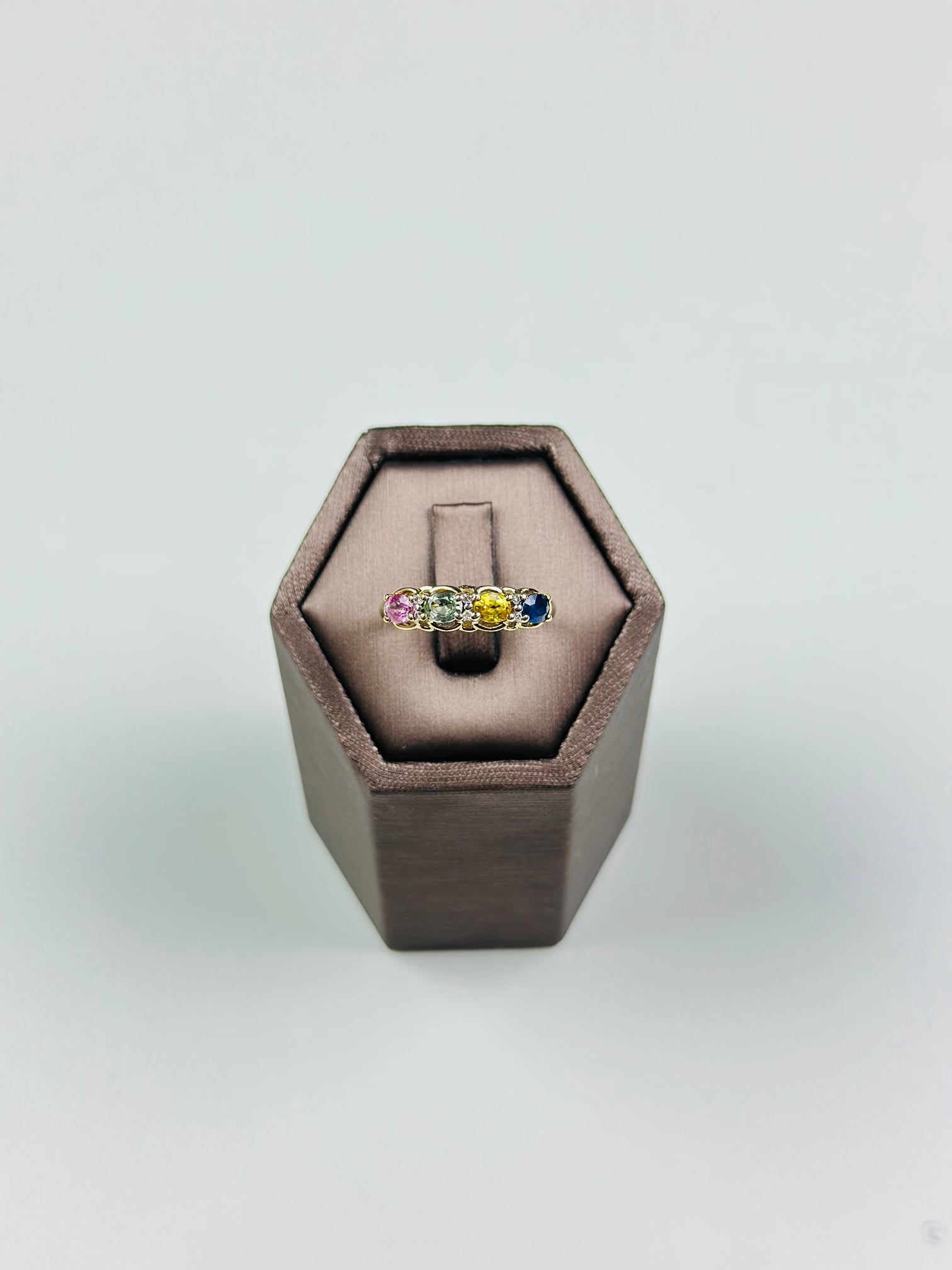 Sapphires And Diamond Ring 9ct Gold , Multi Color Sapphire Ring,hallmarked