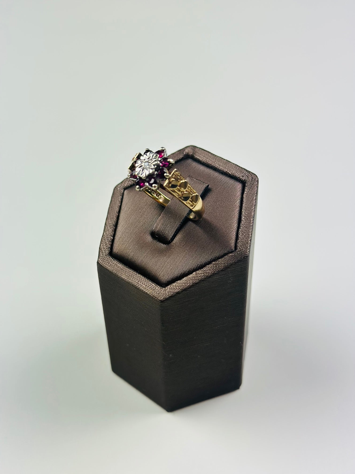Ruby Diamond Ring 9ct Yellow Gold , Hallmarked And Antique