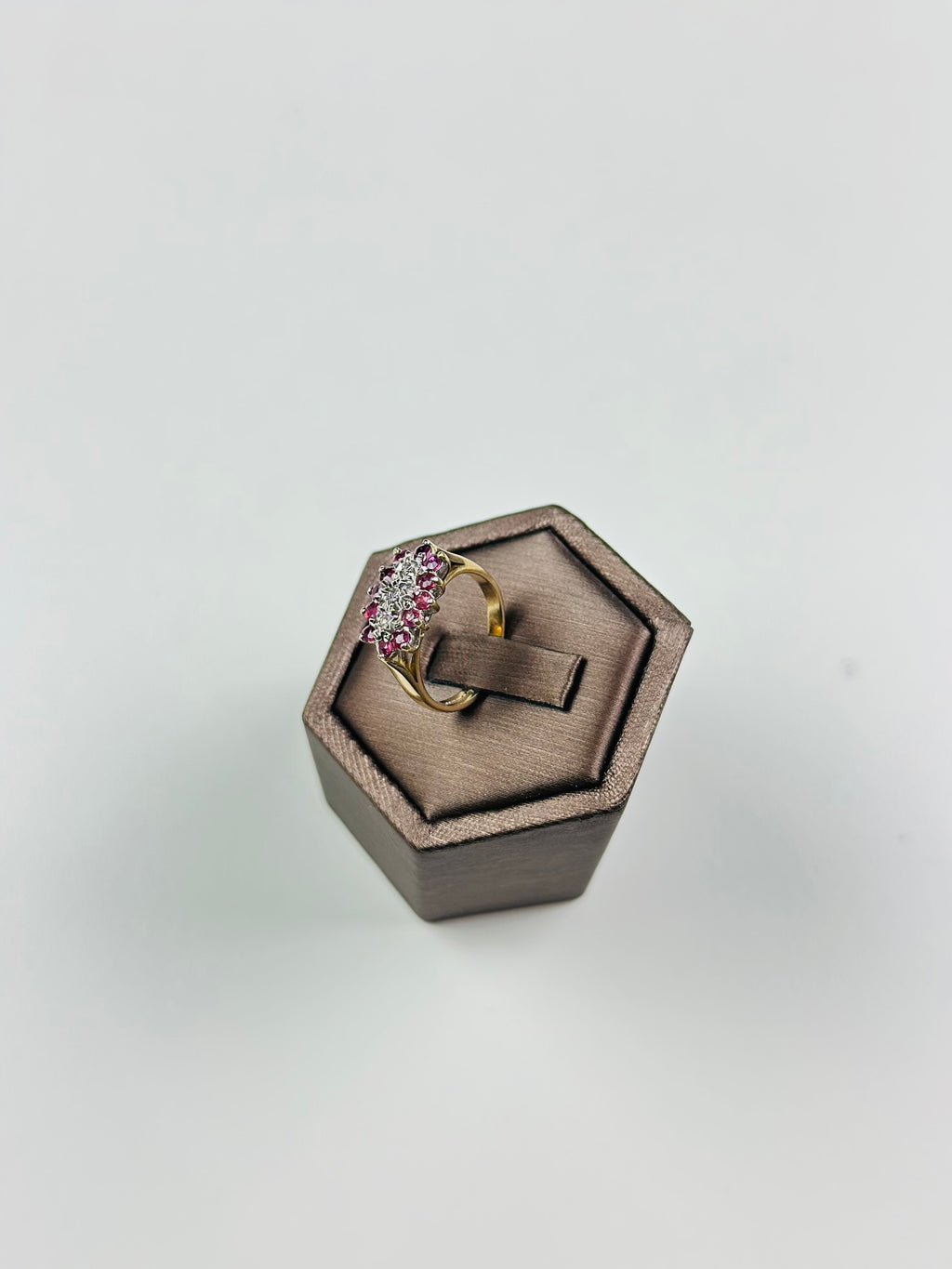 ruby and diamond ring  9ct Yellow Gold , Vintage And Hallmarked