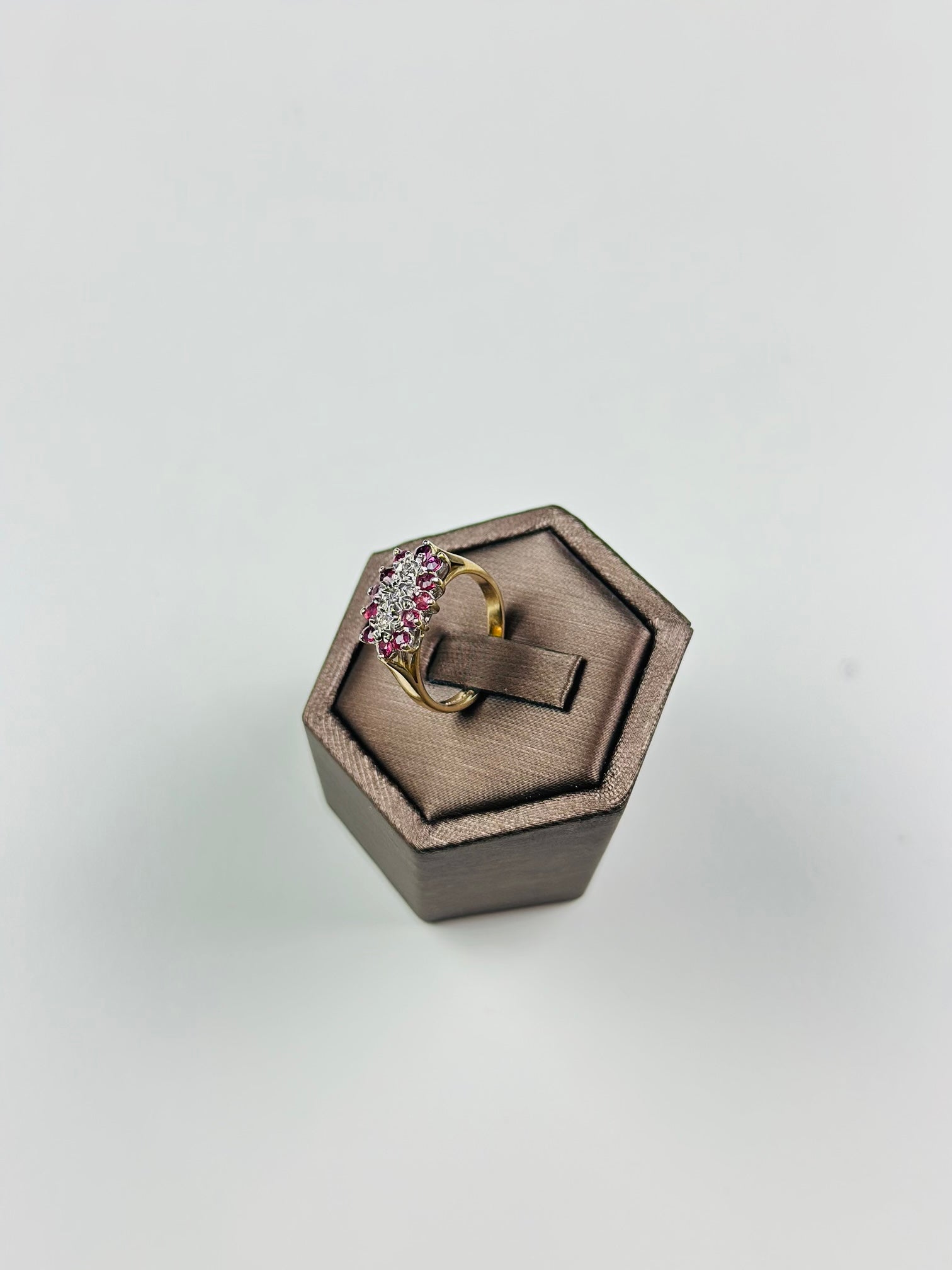 ruby and diamond ring  9ct Yellow Gold , Vintage And Hallmarked