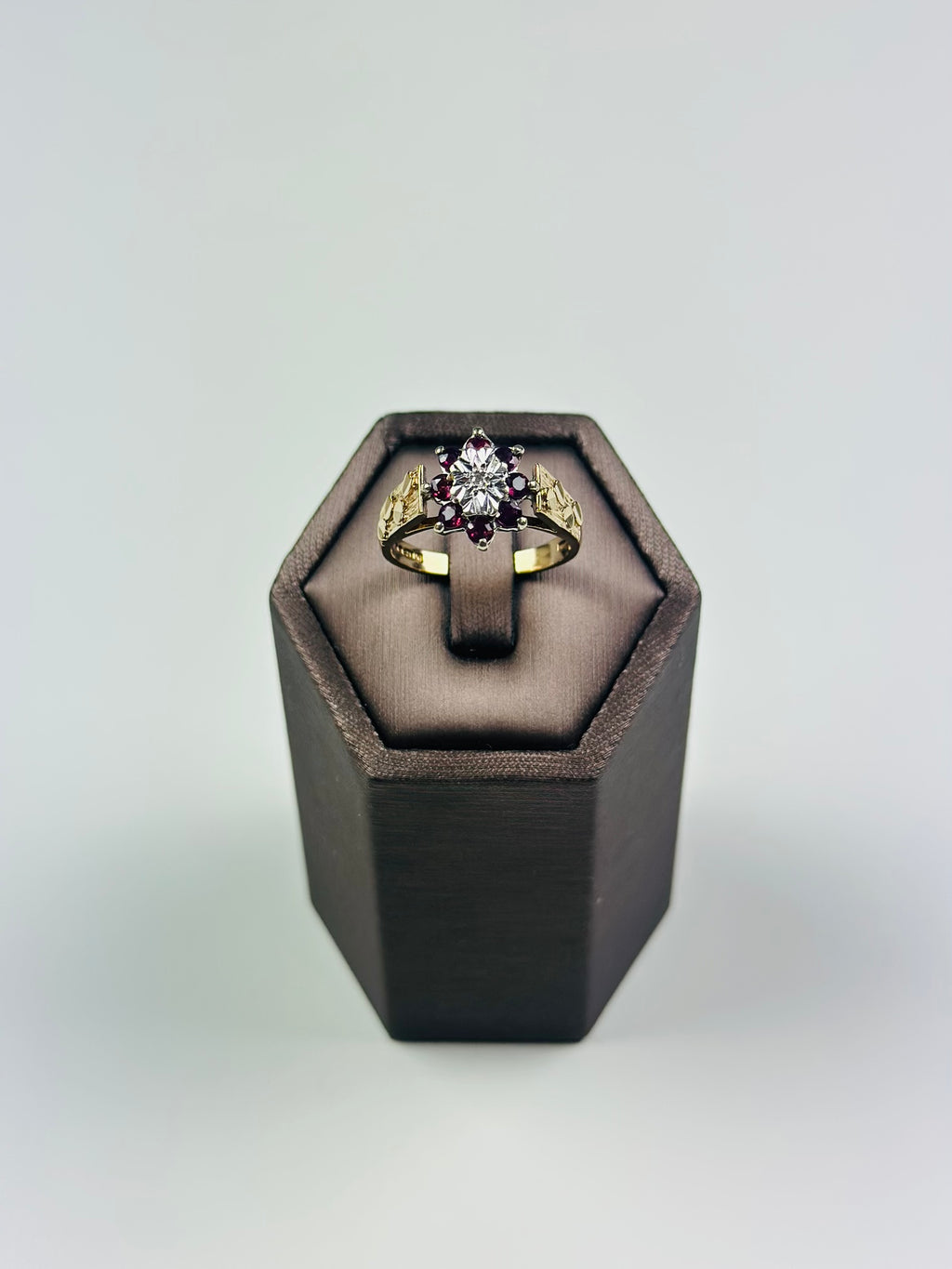 Ruby Diamond Ring 9ct Yellow Gold , Hallmarked And Antique