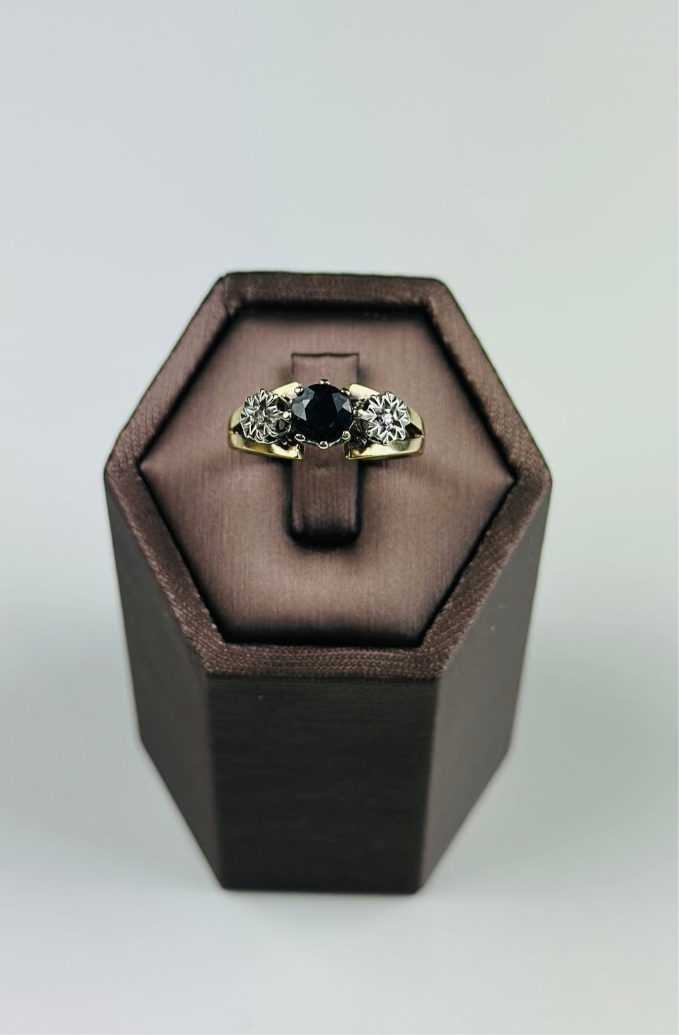 Sapphire Diamond Ring 9ct , Vintage And Hallmarked