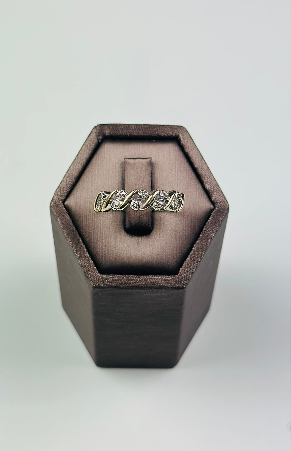 Diamond Ring In Yellow Gold 9ct , Hallmarked With Natural Diamonds vintage polished