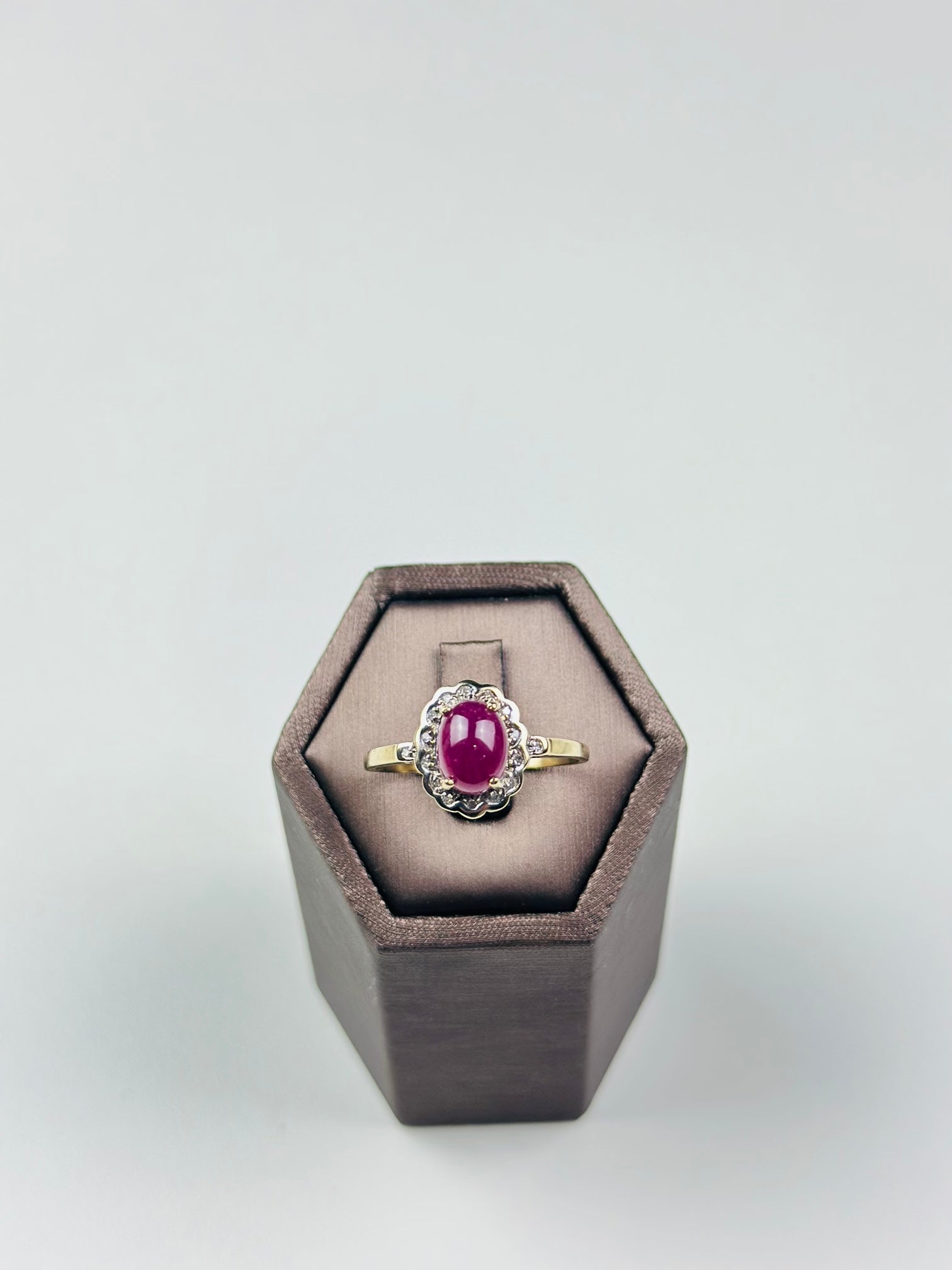 ruby and diamond ring vintage 9ct Gold , Hallmarked And Natural Ruby