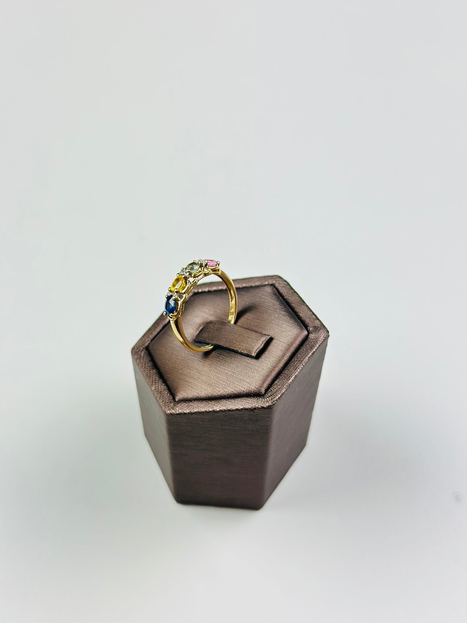 Sapphires And Diamond Ring 9ct Gold , Multi Color Sapphire Ring,hallmarked