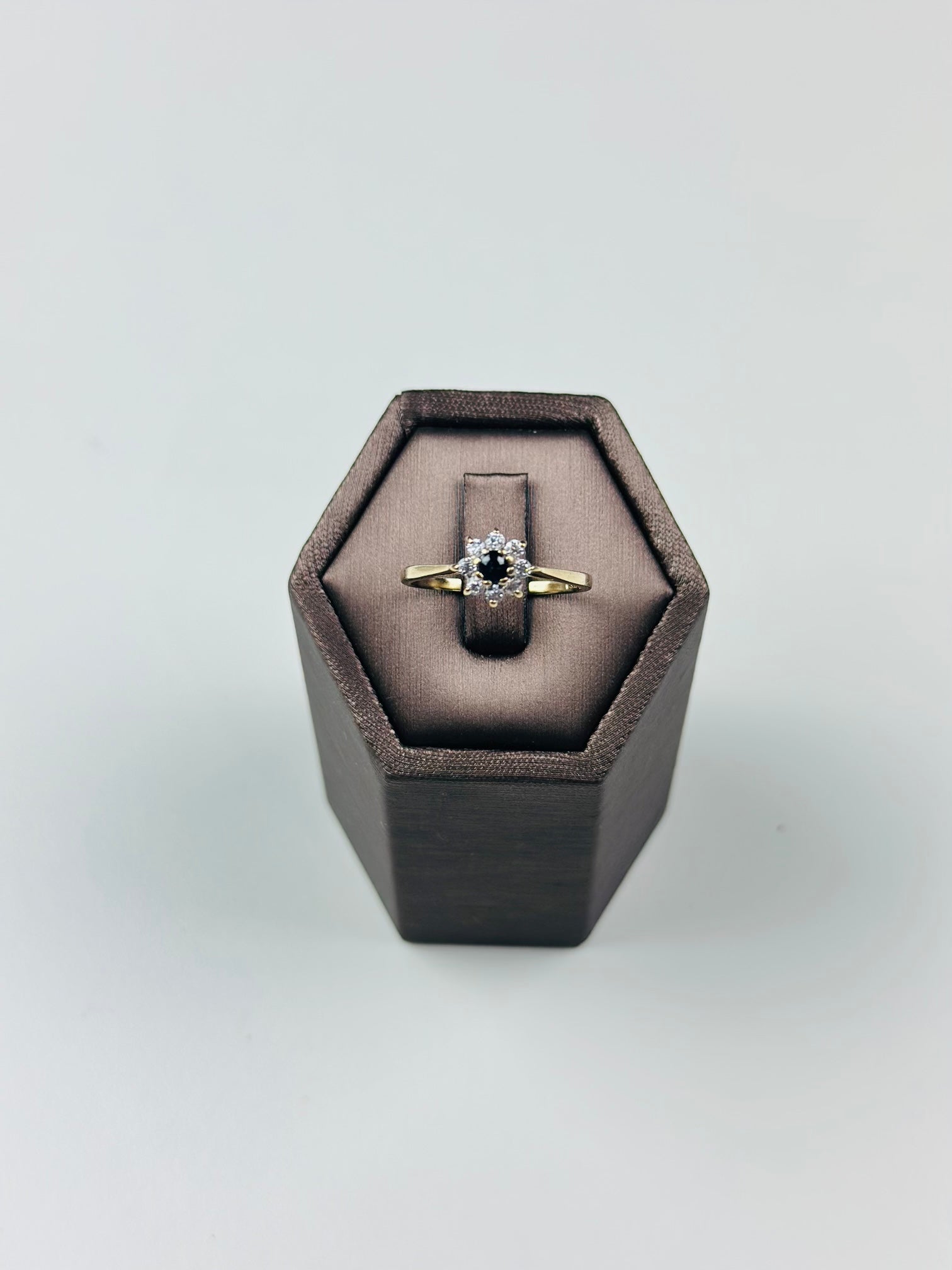 Sapphire and moisanite Ring Yellow Gold 9ct , Hallmarked