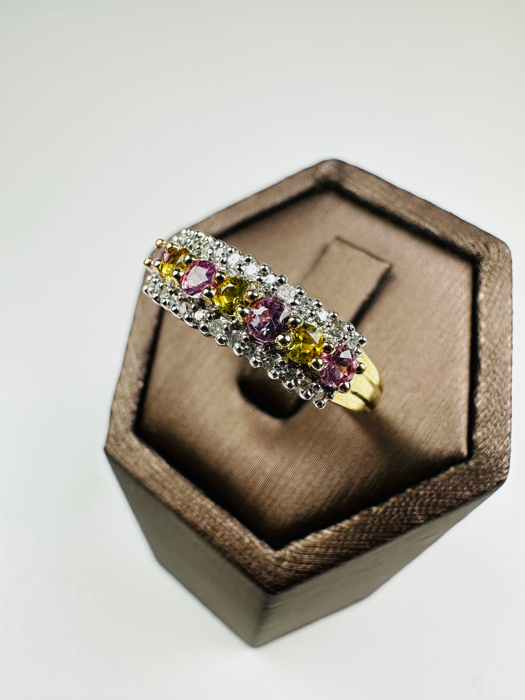 sapphire and diamond ring Multicolor Sapphires , Hallmarked 375 Yellow Gold