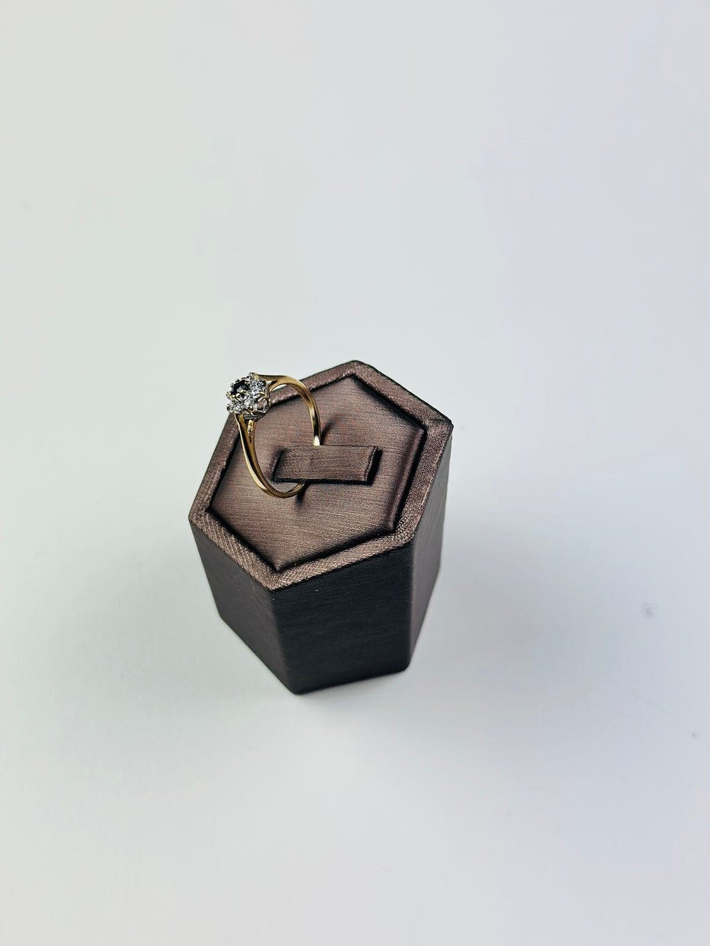 Sapphire and moisanite Ring Yellow Gold 9ct , Hallmarked