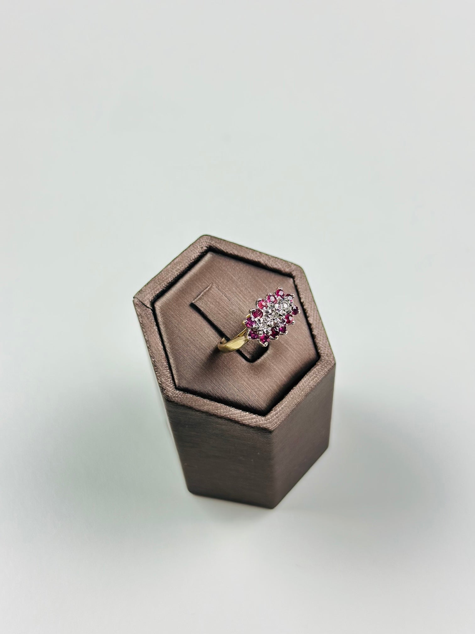 ruby and diamond ring  9ct Yellow Gold , Vintage And Hallmarked