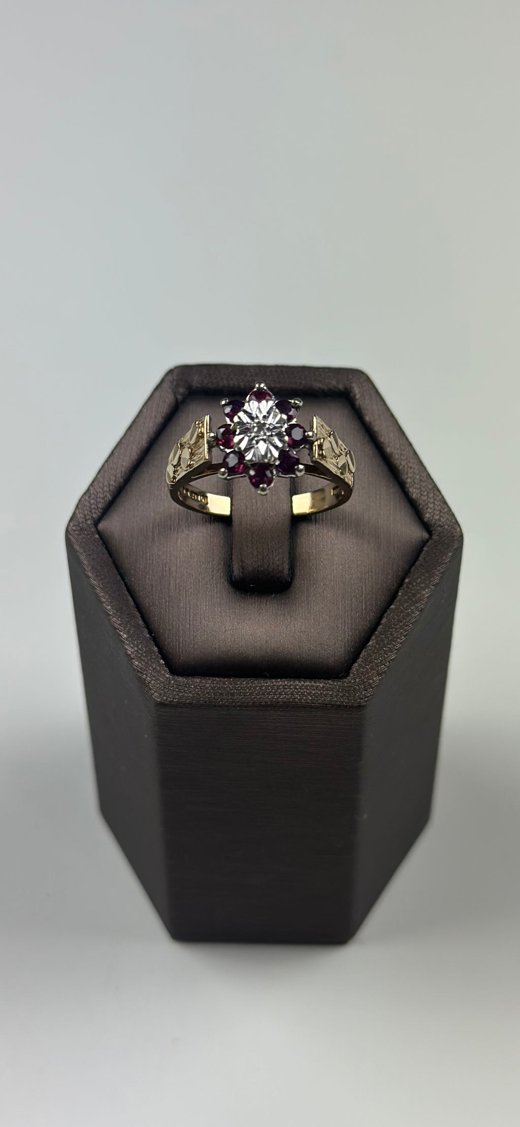Ruby Diamond Ring 9ct Yellow Gold , Hallmarked And Antique