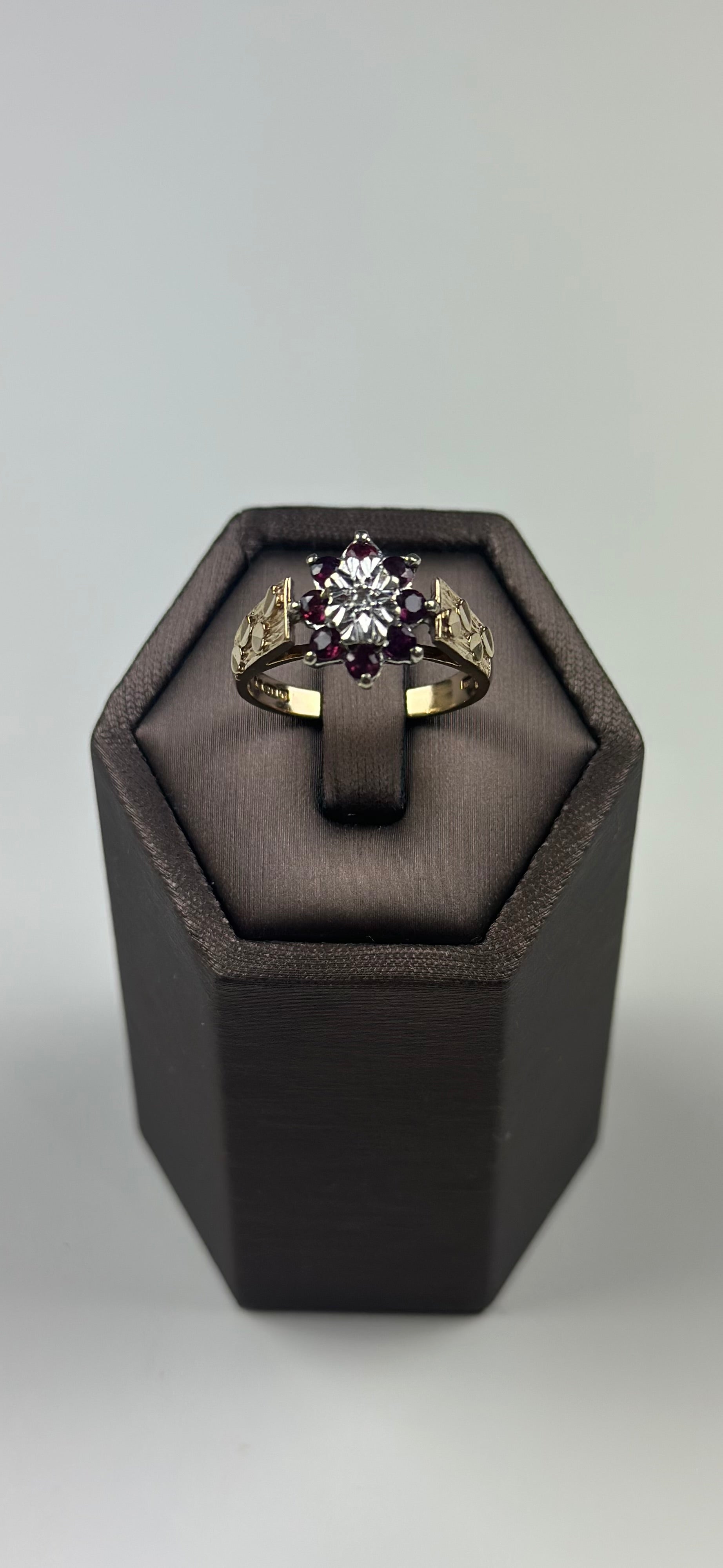 Ruby Diamond Ring 9ct Yellow Gold , Hallmarked And Antique