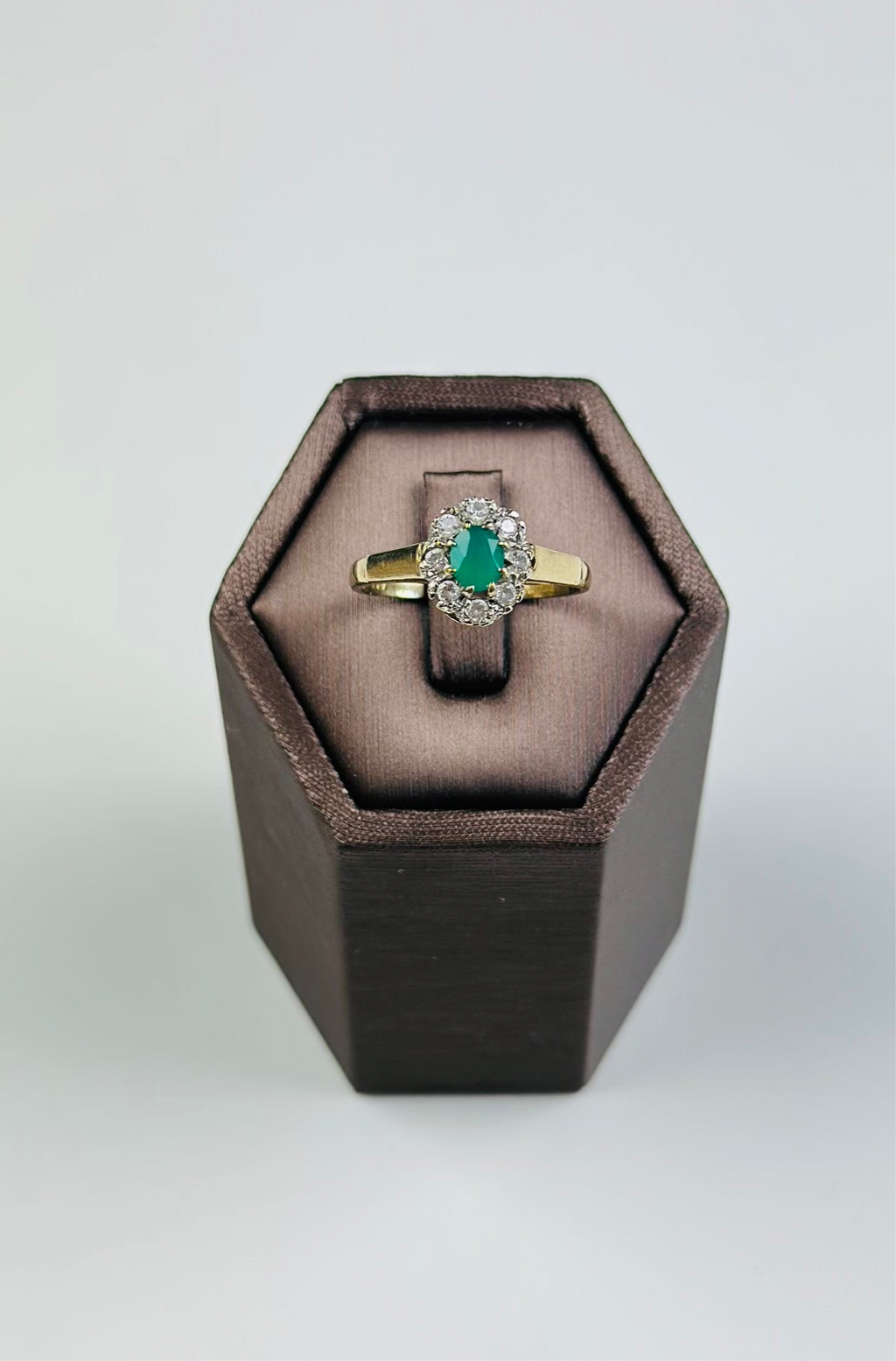 9ct yellow gold emerald ring used with Moisanite And Hallmarked
