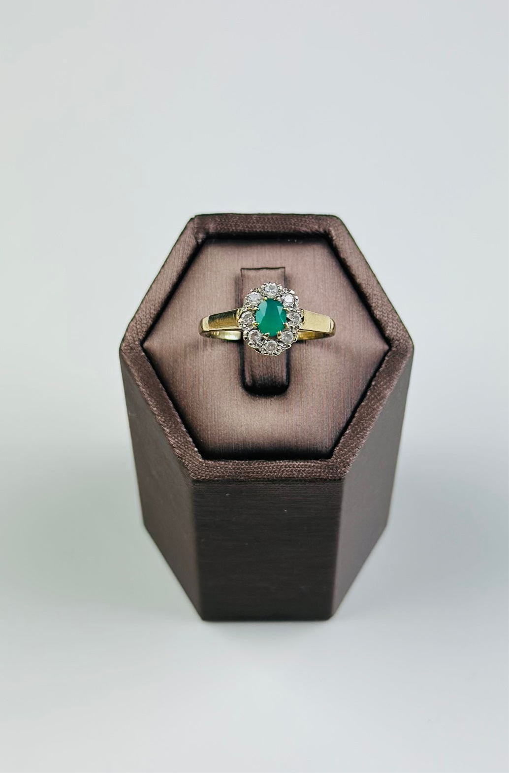 9ct yellow gold emerald ring used with Moisanite And Hallmarked