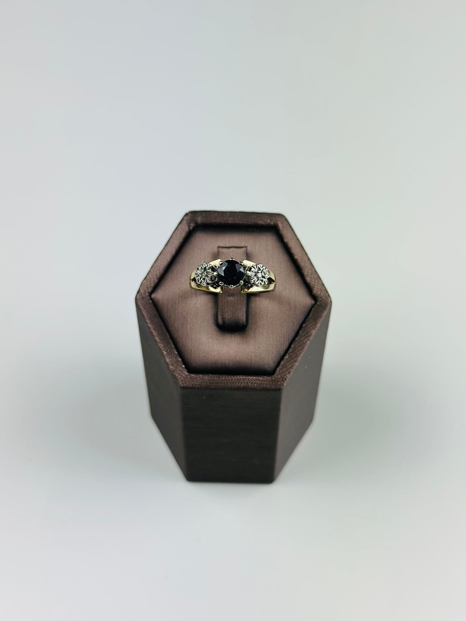 Sapphire Diamond Ring 9ct , Vintage And Hallmarked