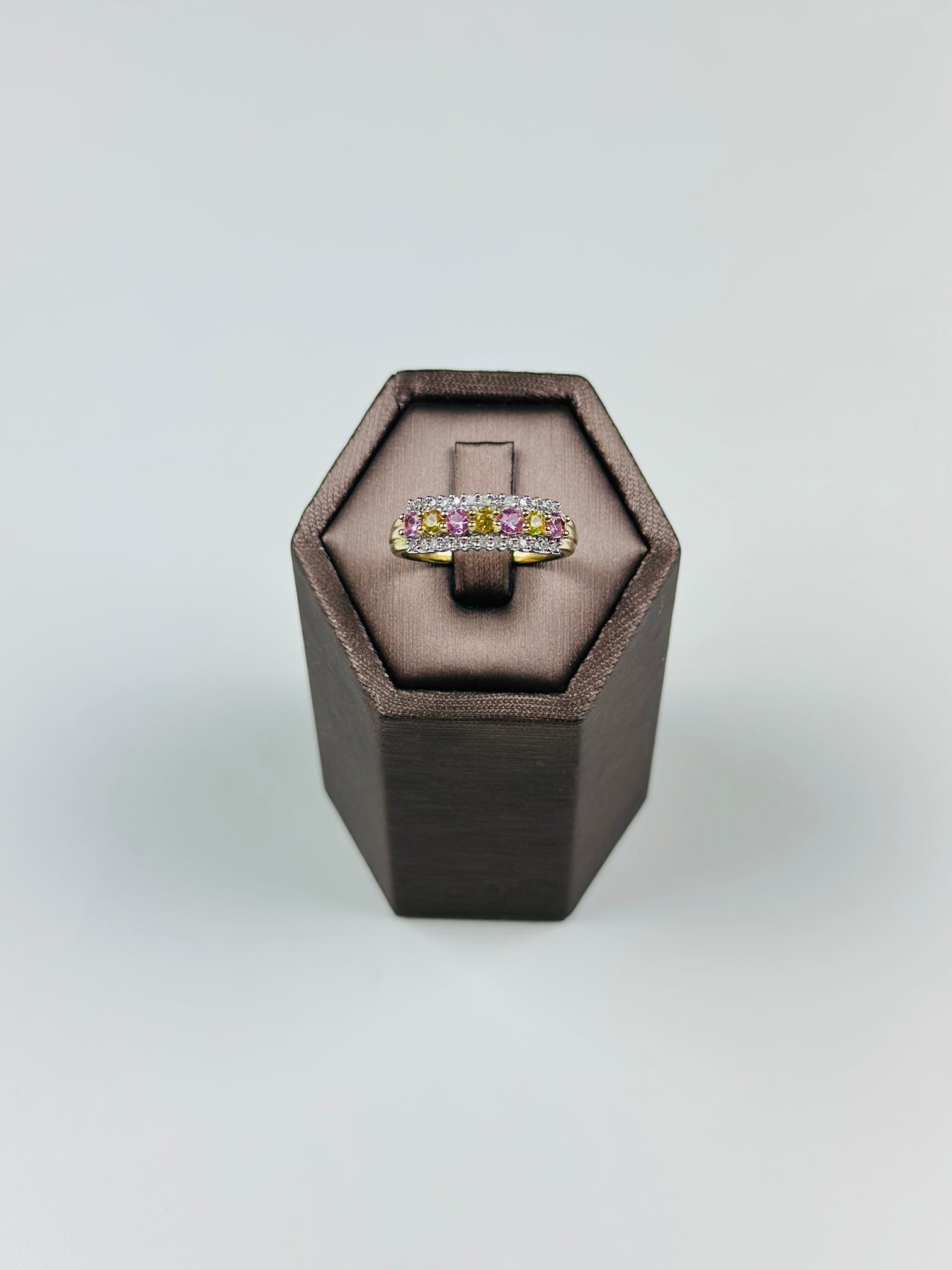 sapphire and diamond ring Multicolor Sapphires , Hallmarked 375 Yellow Gold
