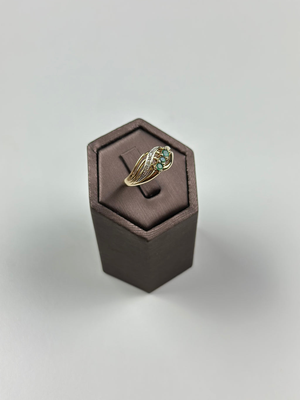 Emerald Diamond Ring 9ct Gold , Hallmarked And Vintage . Natural Emeralds
