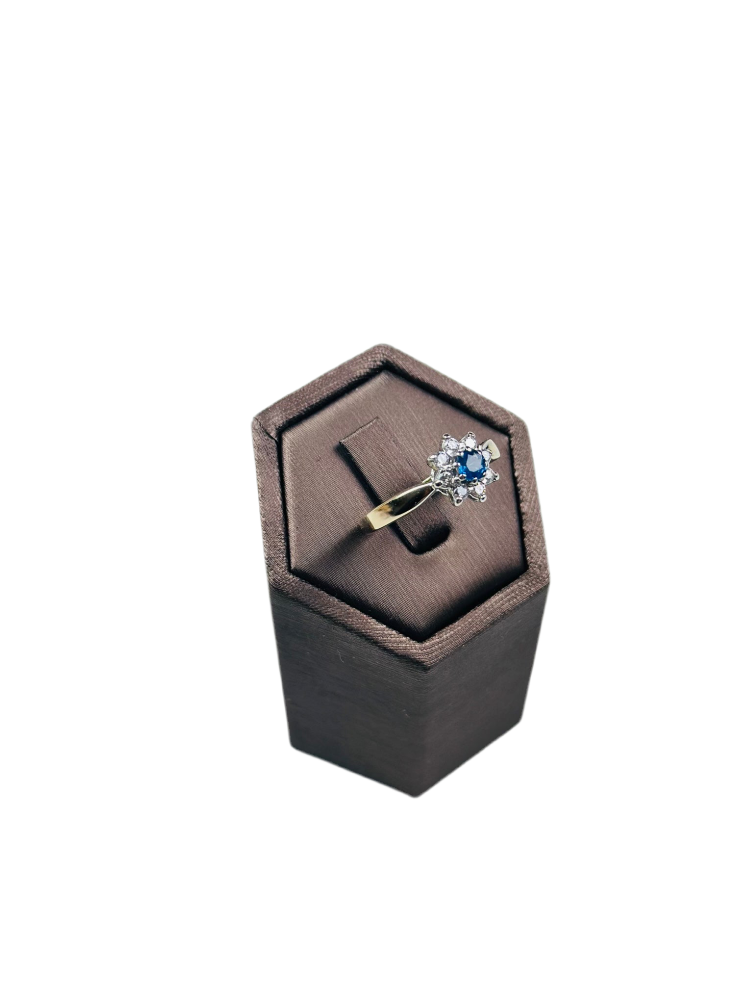 9ct Yellow gold Blue Topaz ring , hallmarked and size 7