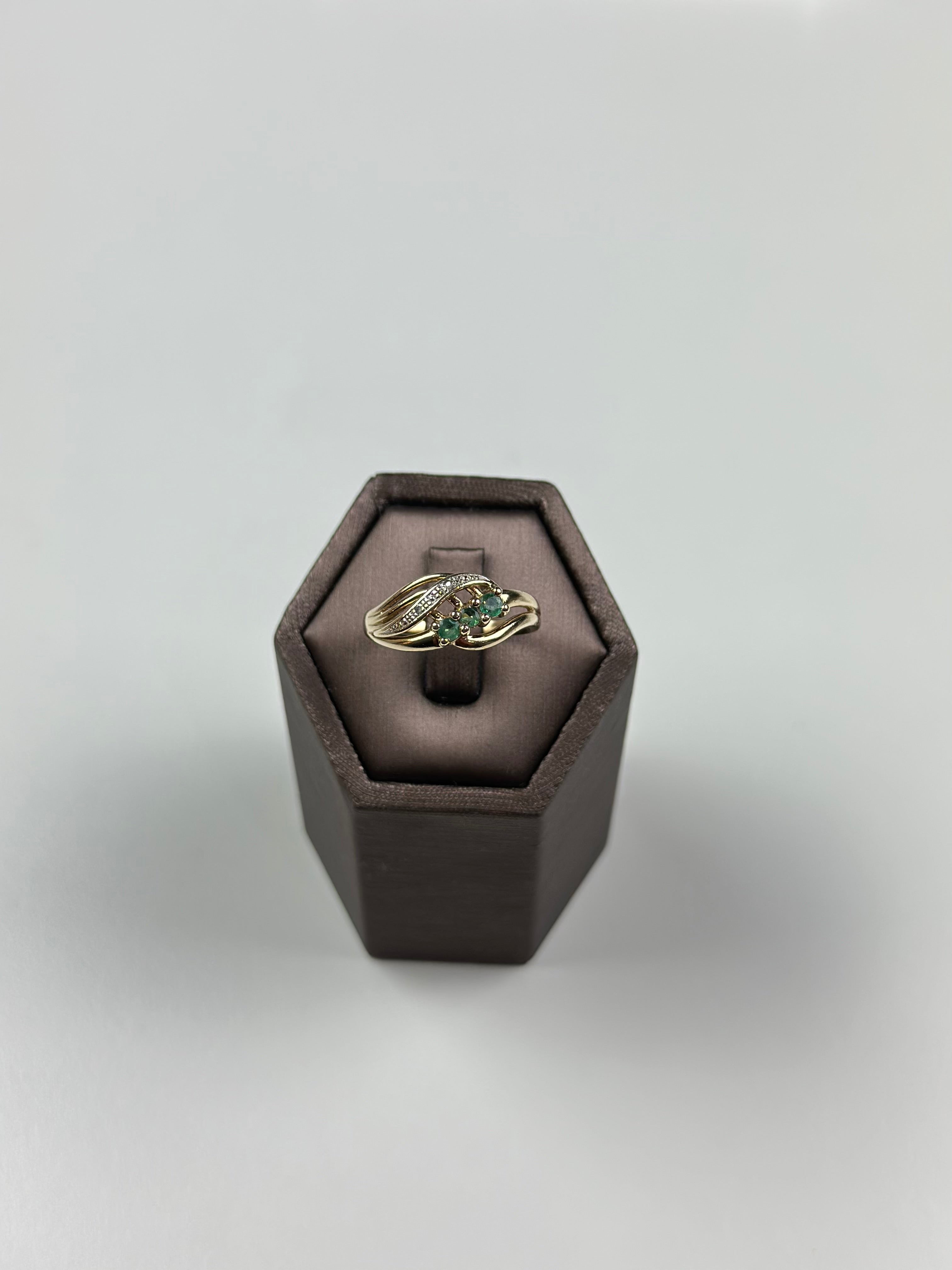 Emerald Diamond Ring 9ct Gold , Hallmarked And Vintage . Natural Emeralds