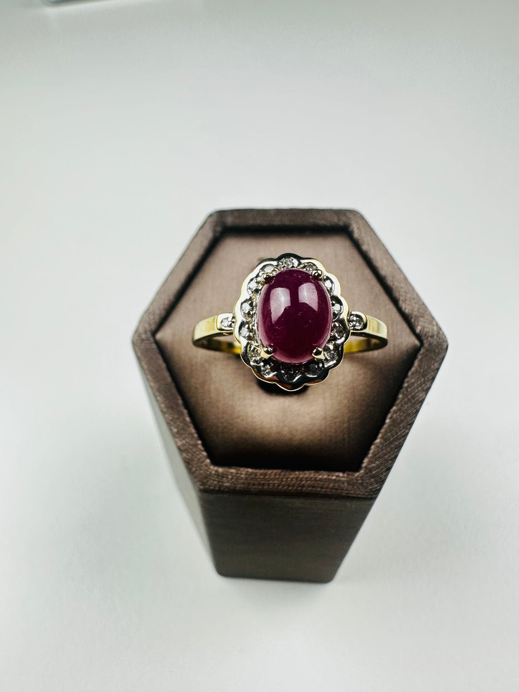 ruby and diamond ring vintage 9ct Gold , Hallmarked And Natural Ruby