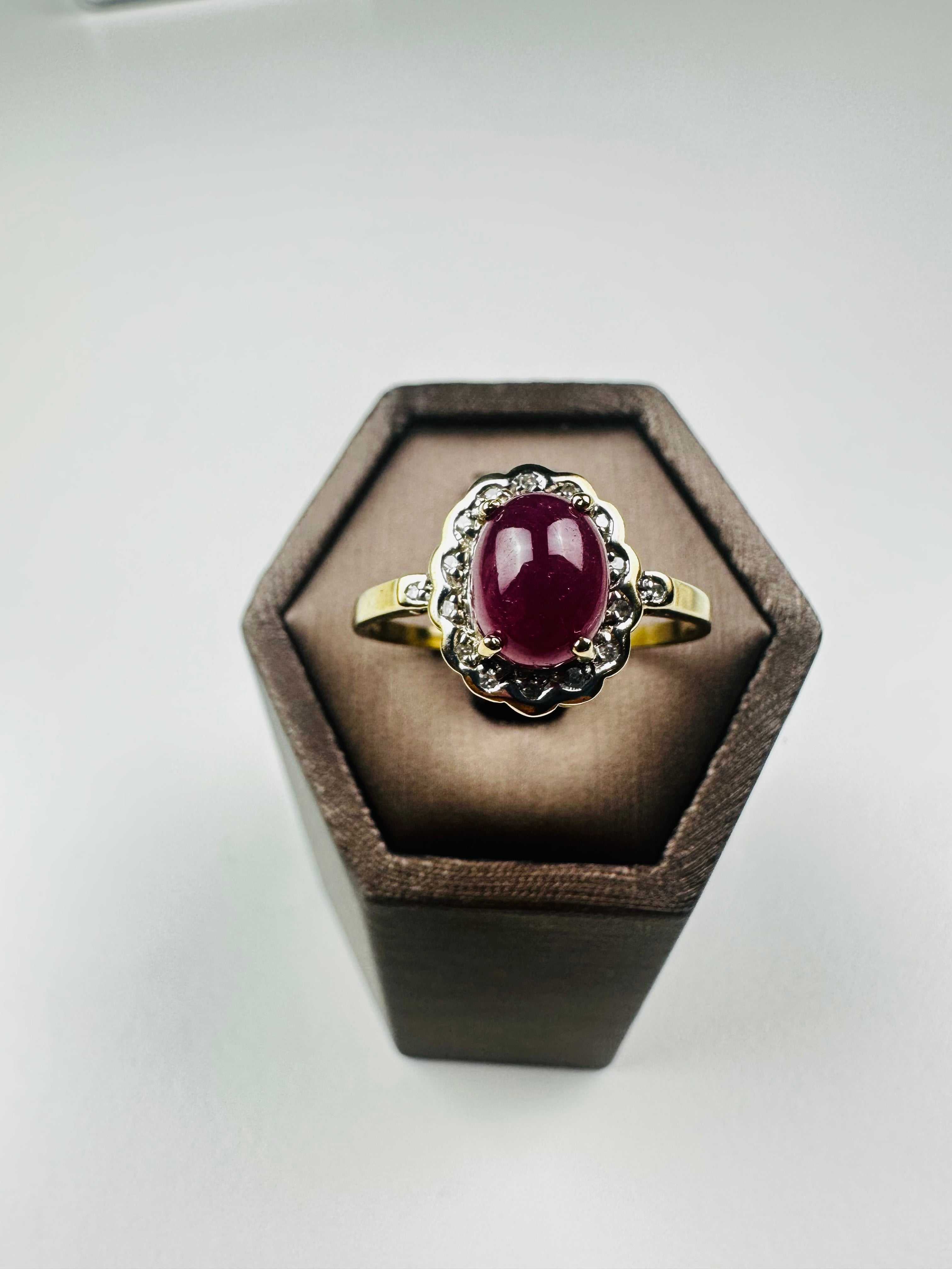 ruby and diamond ring vintage 9ct Gold , Hallmarked And Natural Ruby