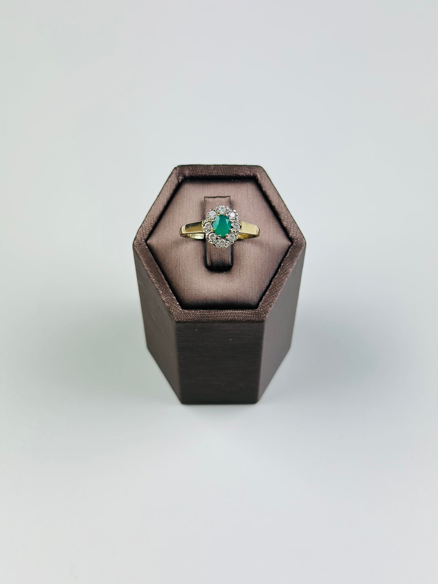 9ct yellow gold emerald ring used with Moisanite And Hallmarked