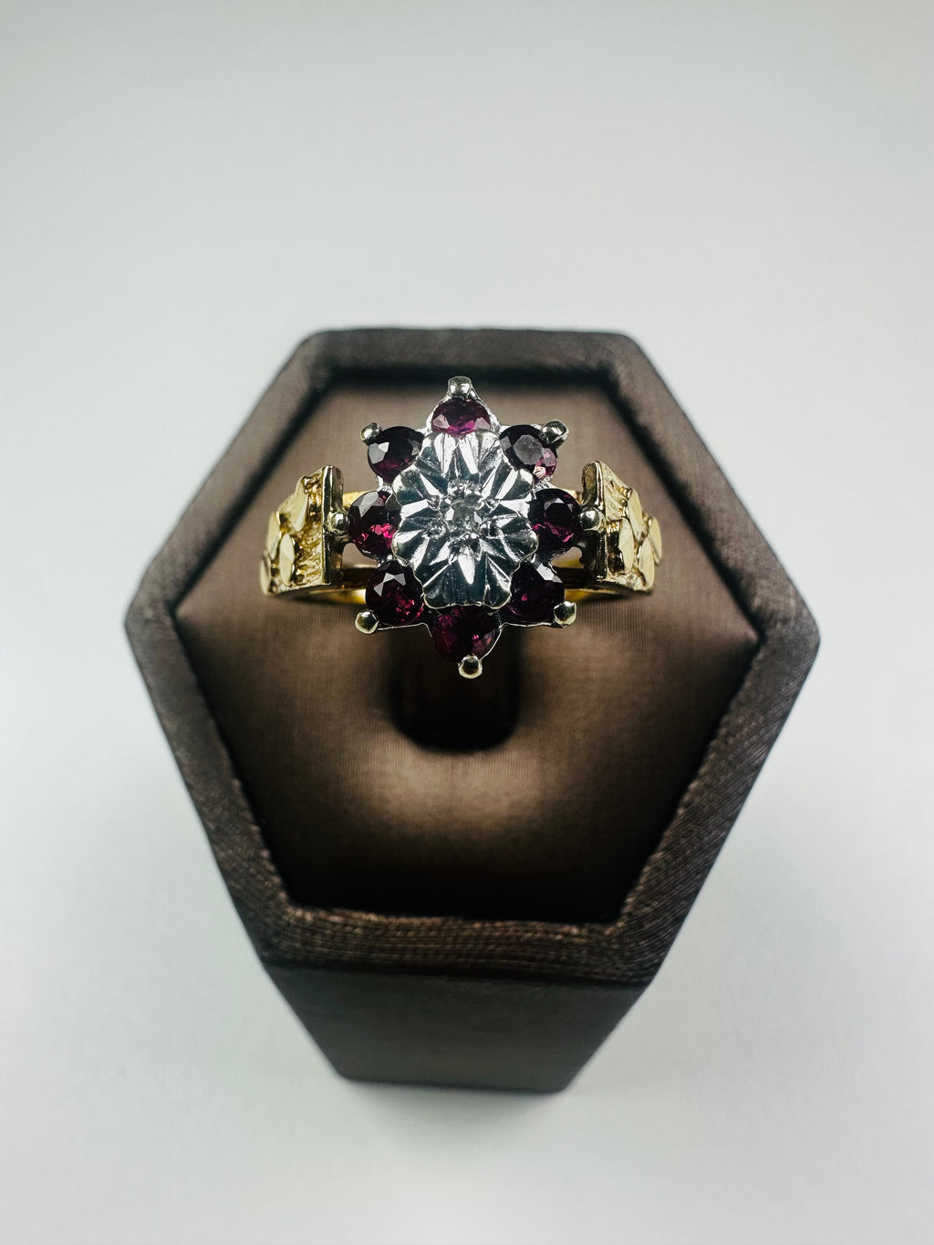 Ruby Diamond Ring 9ct Yellow Gold , Hallmarked And Antique