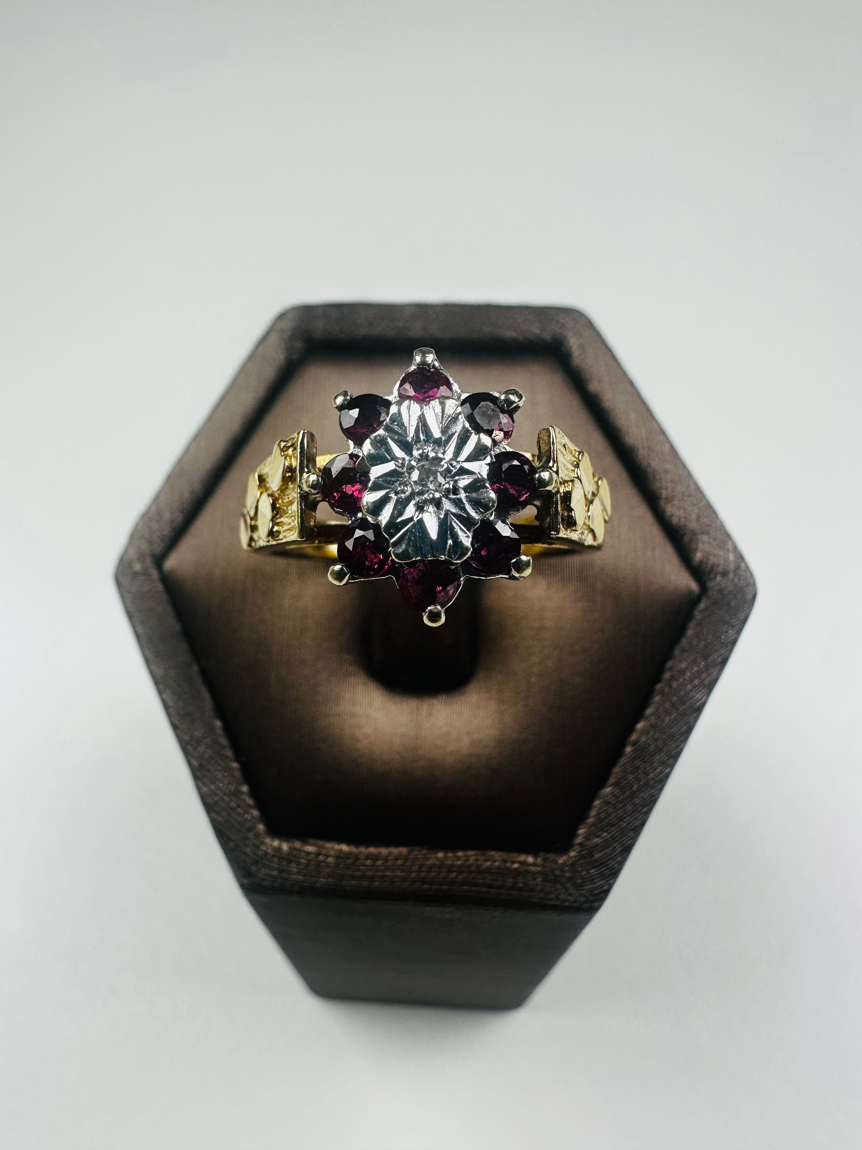 Ruby Diamond Ring 9ct Yellow Gold , Hallmarked And Antique