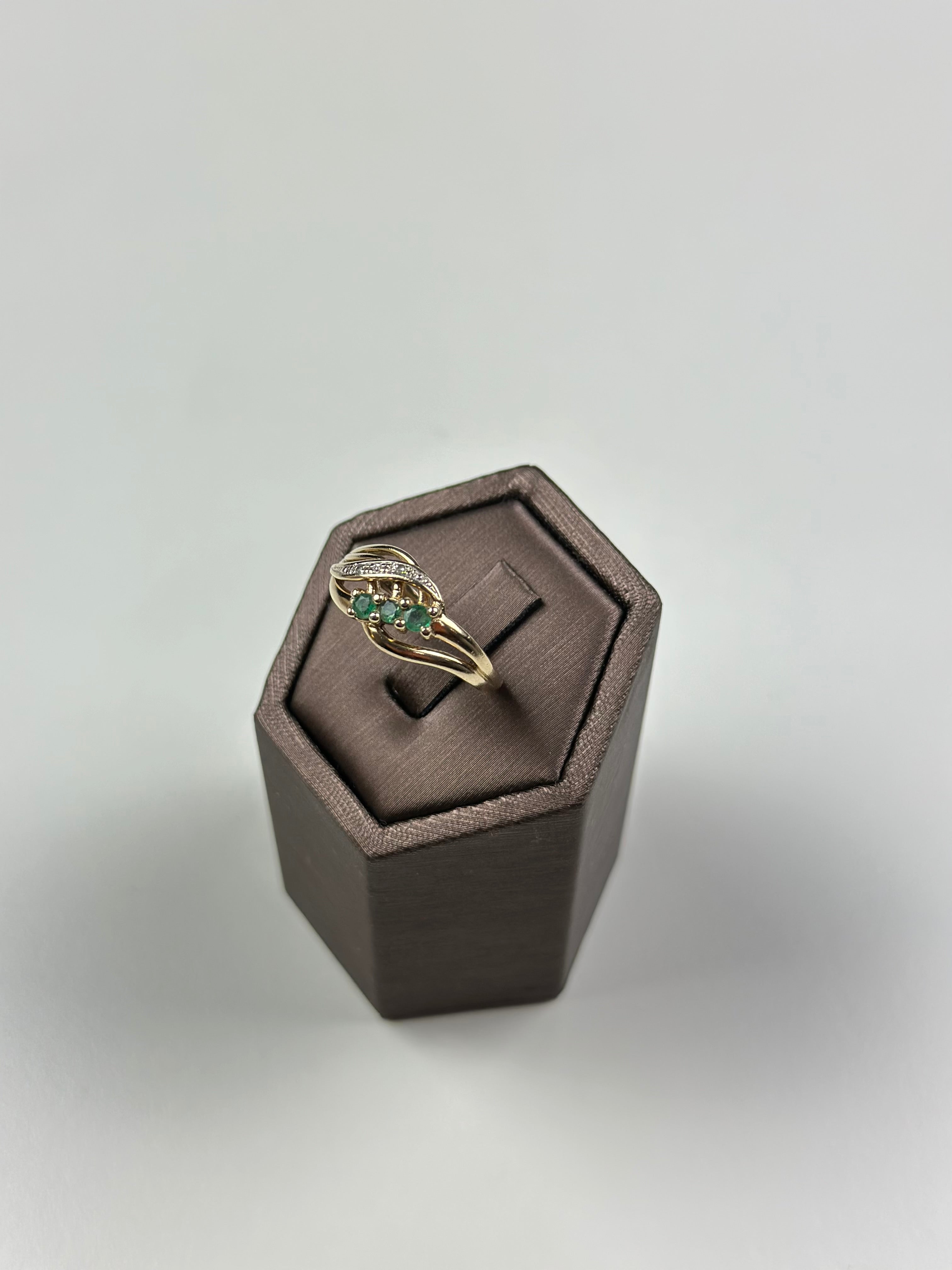 Emerald Diamond Ring 9ct Gold , Hallmarked And Vintage . Natural Emeralds