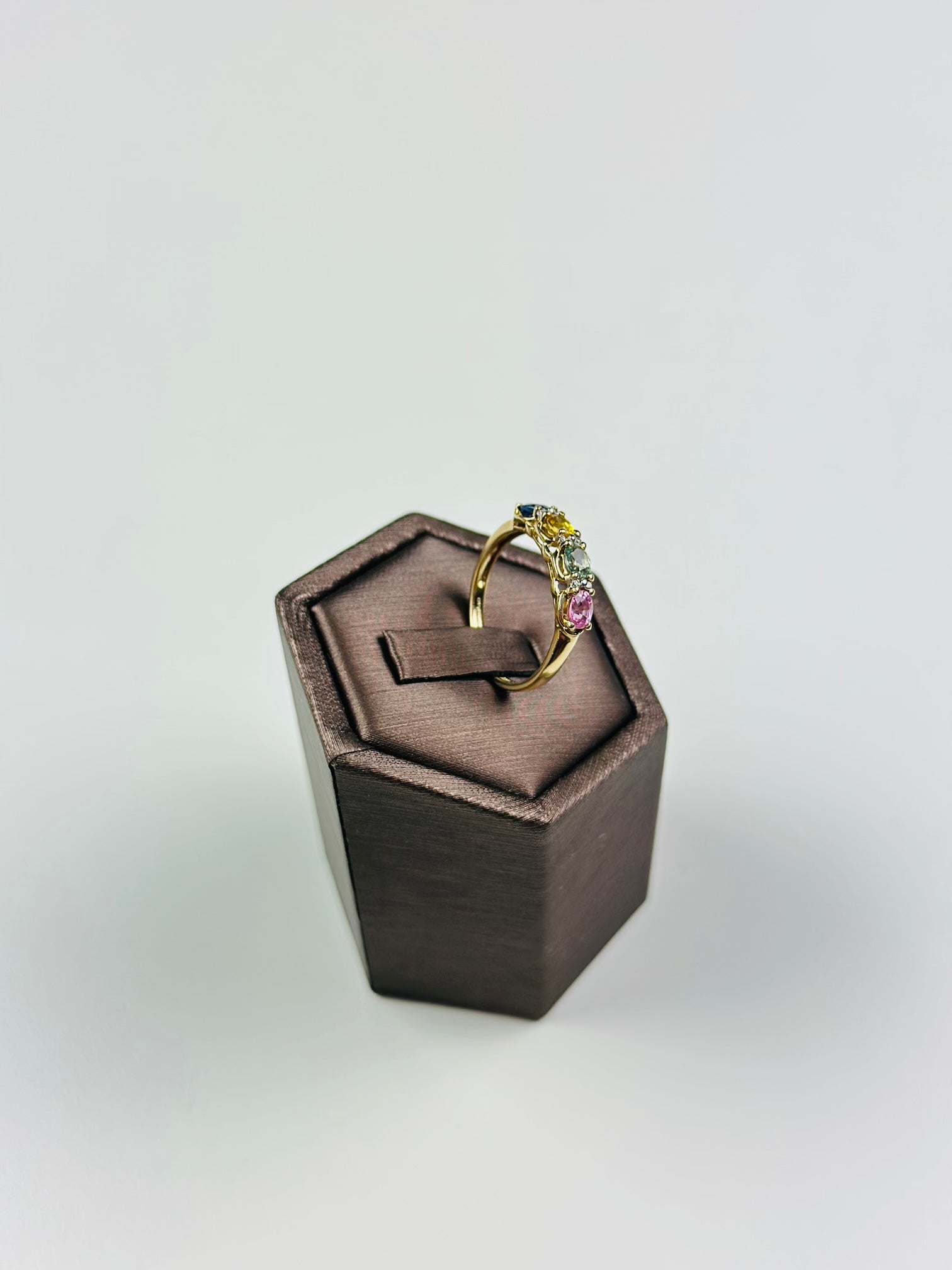 Sapphires And Diamond Ring 9ct Gold , Multi Color Sapphire Ring,hallmarked