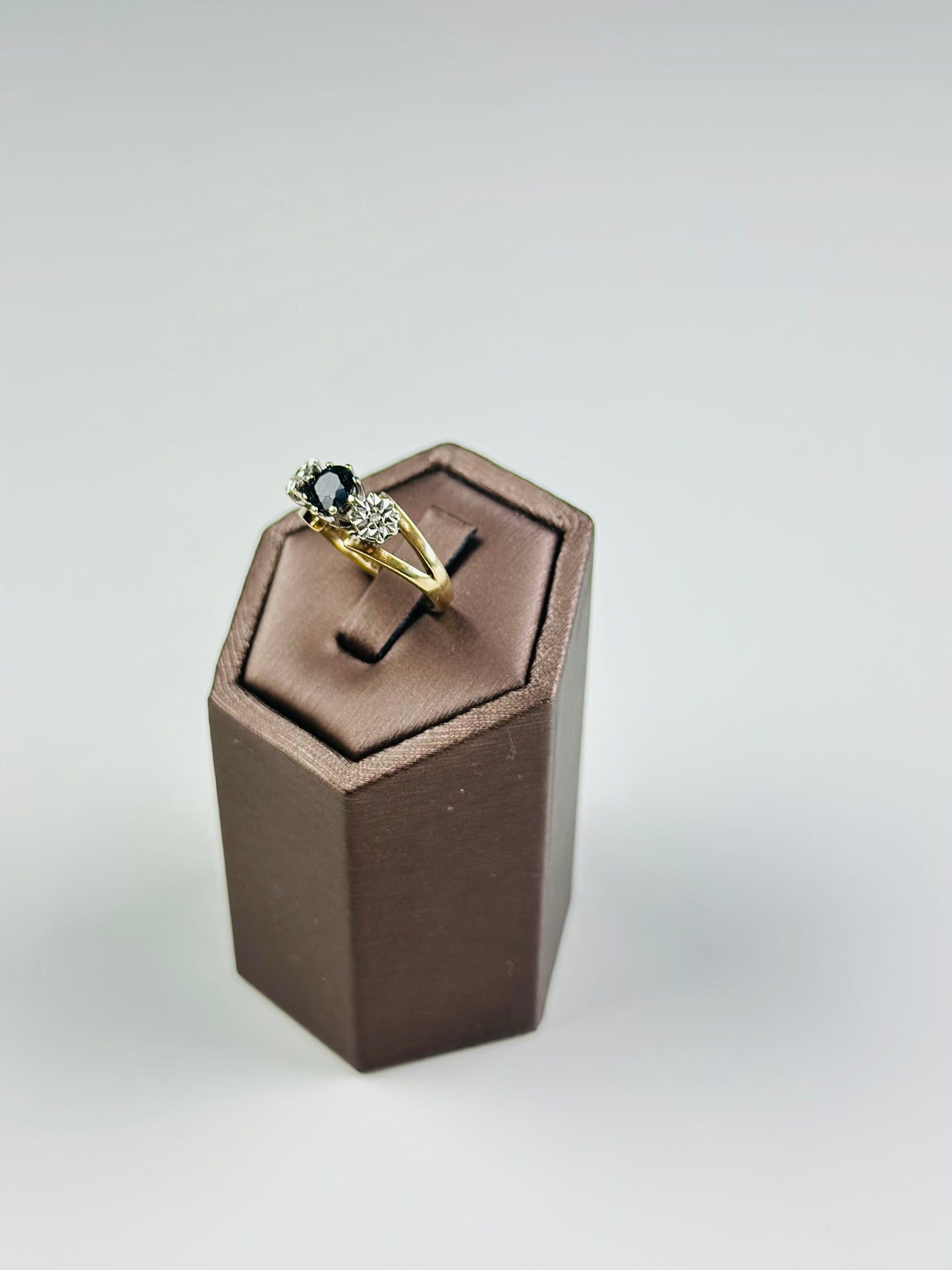 Sapphire Diamond Ring 9ct , Vintage And Hallmarked