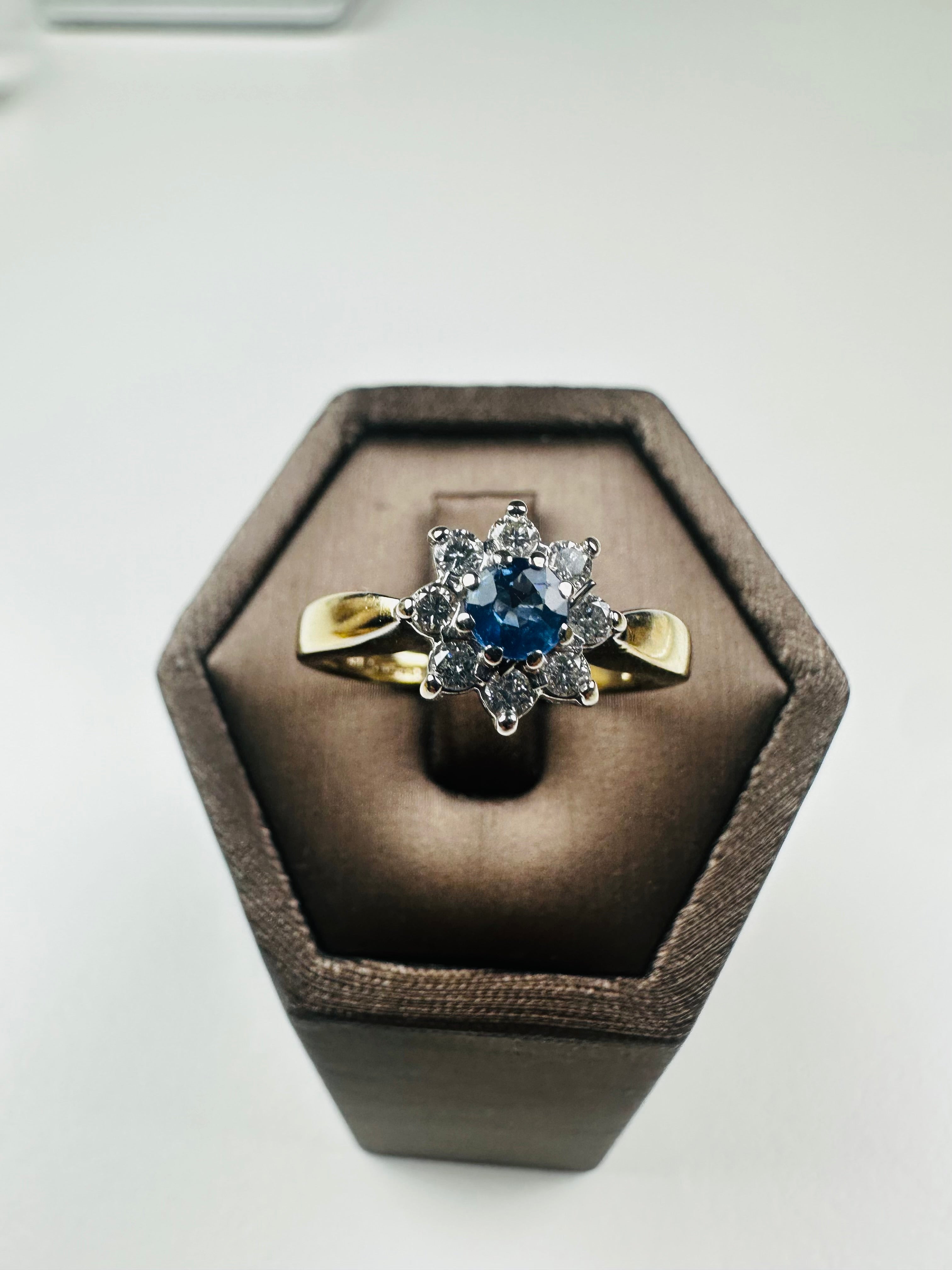 9ct Yellow gold Blue Topaz ring , hallmarked and size 7