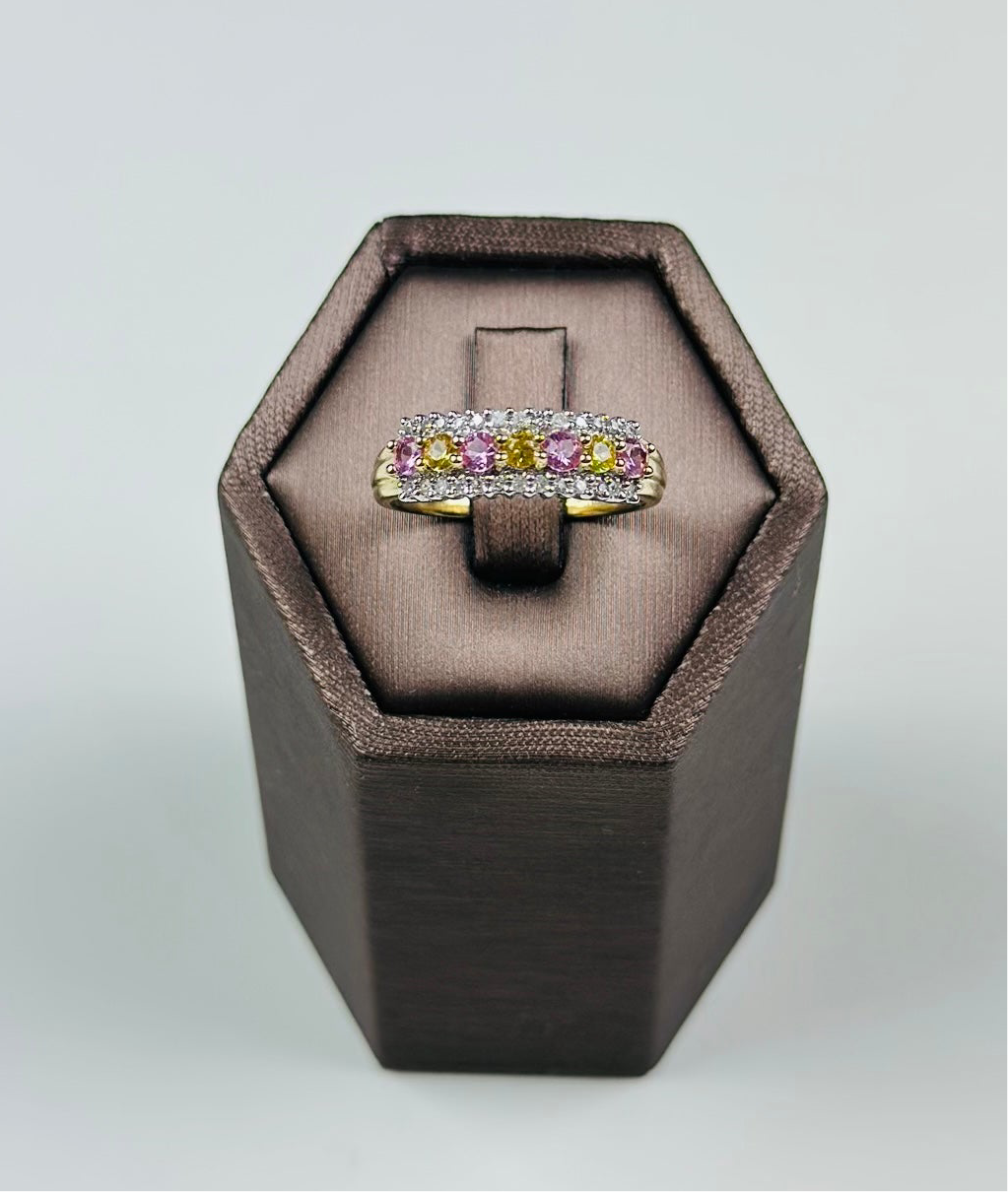 sapphire and diamond ring Multicolor Sapphires , Hallmarked 375 Yellow Gold