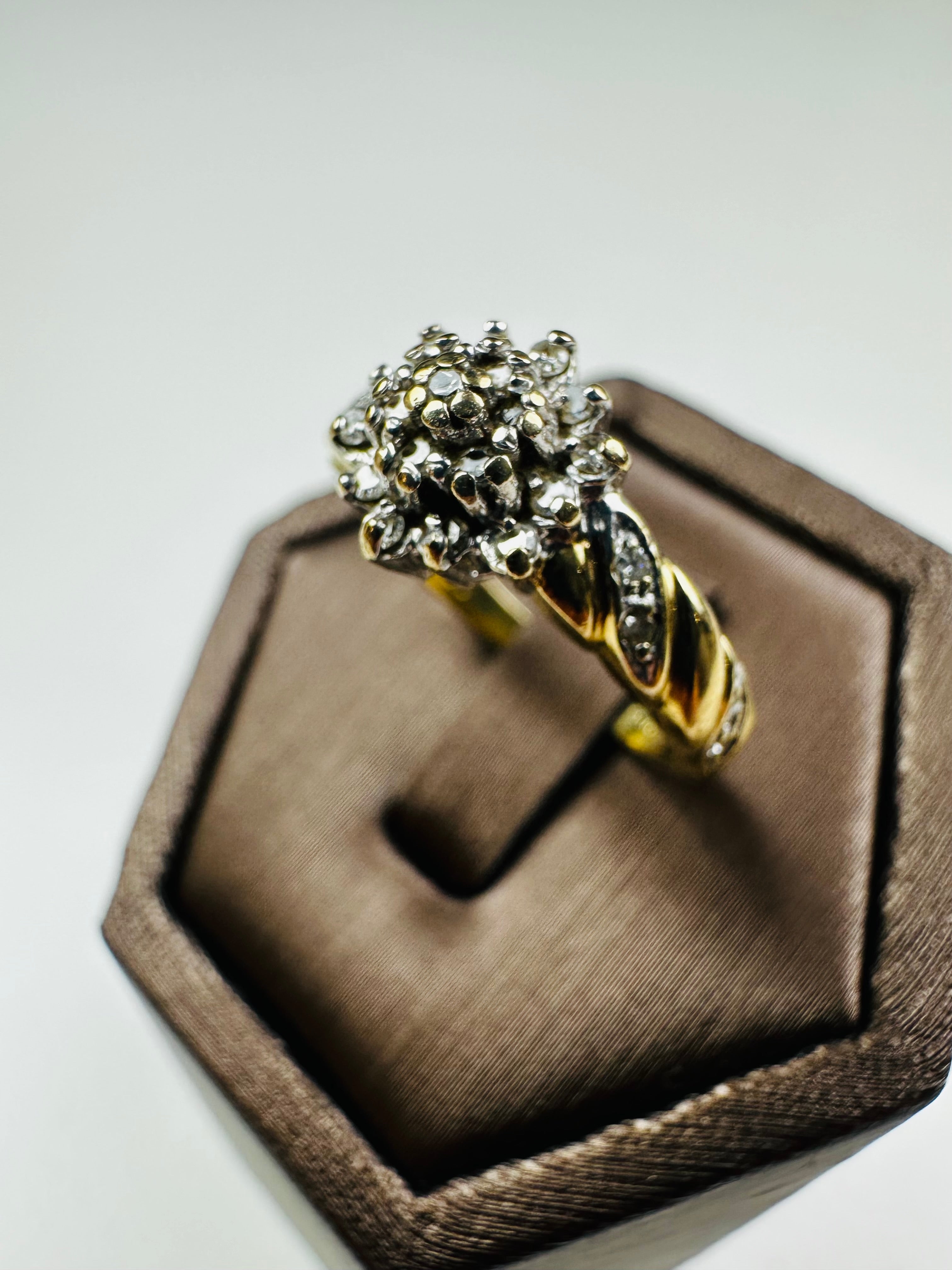 Diamond Ring 9ct gold , Natural Not Treated , , Size 9