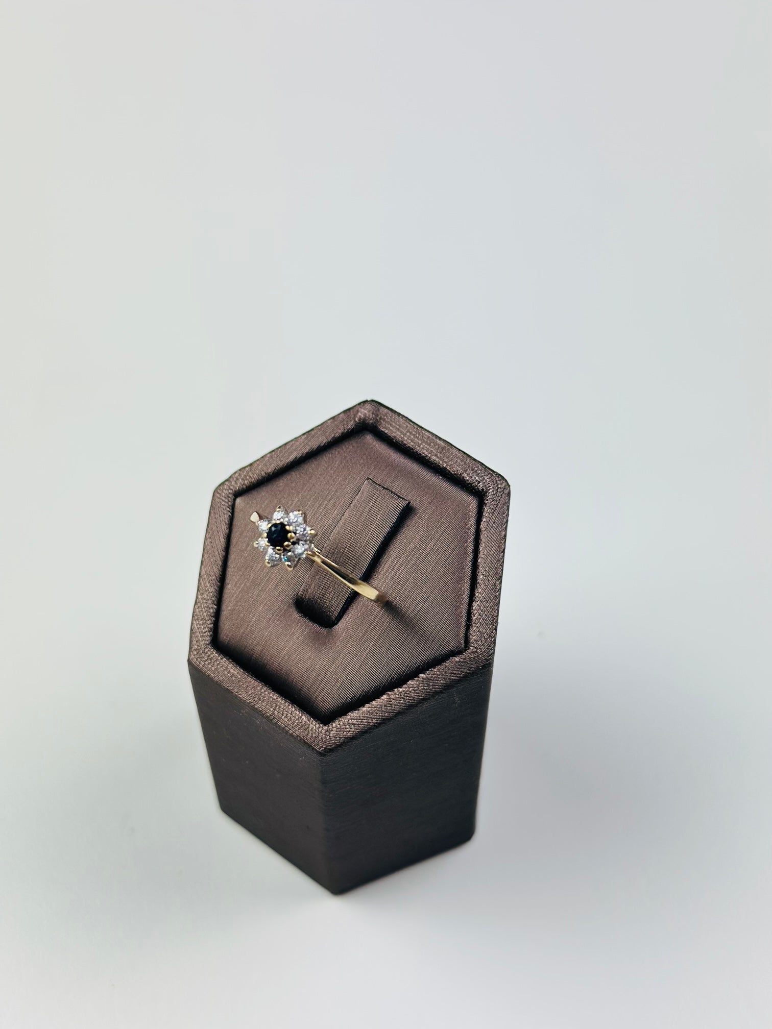 Sapphire and moisanite Ring Yellow Gold 9ct , Hallmarked