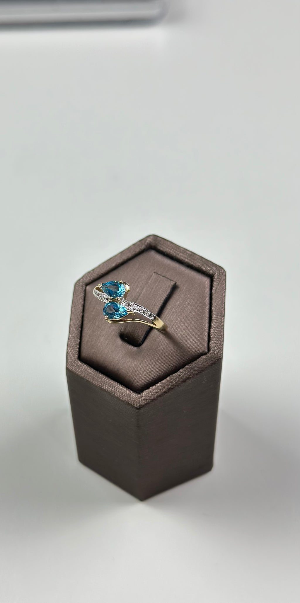 9ct gold blue topaz diamond cluster ring, Hallmarked And Natural Topaz , Vintage