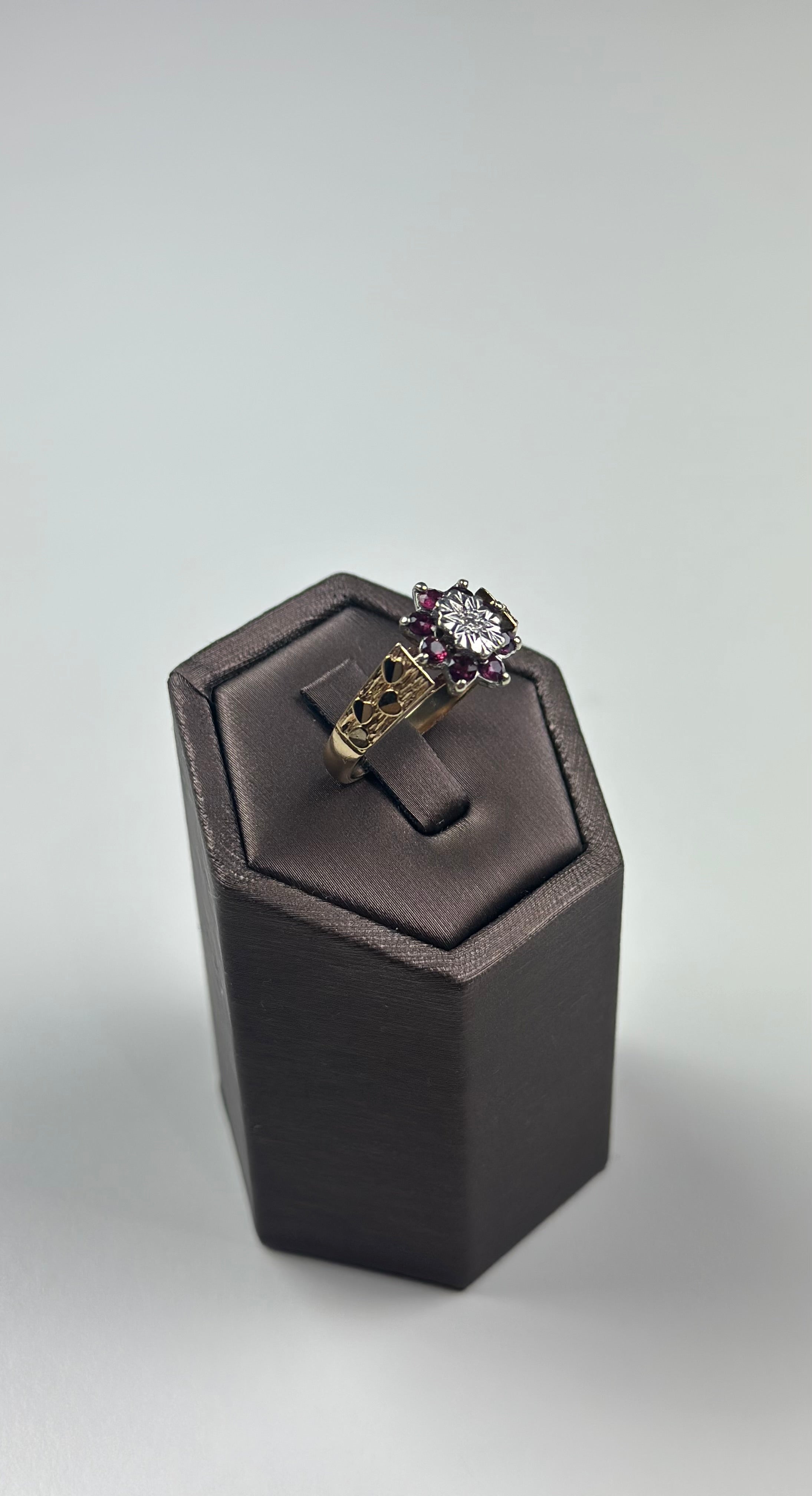 Ruby Diamond Ring 9ct Yellow Gold , Hallmarked And Antique