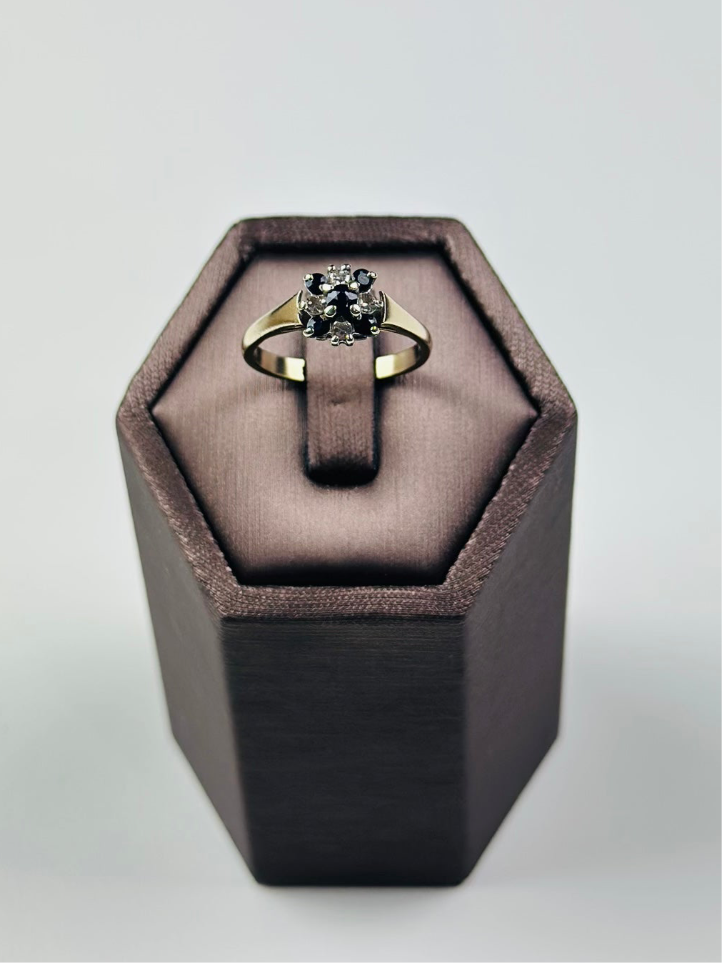 Sapphire Diamond Ring 9ct Gold Antique , Natural Gemstones And Tested Diamonds