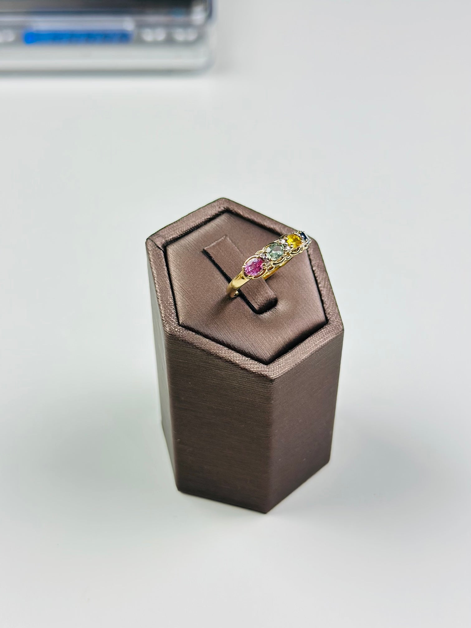 Sapphires And Diamond Ring 9ct Gold , Multi Color Sapphire Ring,hallmarked